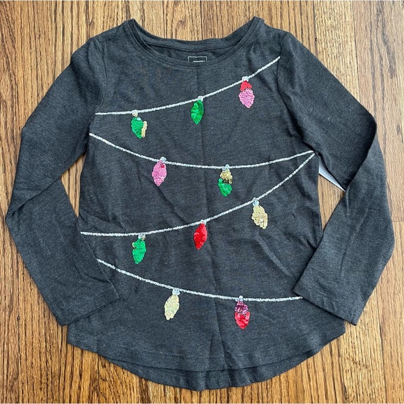 Girls Christmas Lights Sparkle Graphic Tee Size 5 - Picture 1 of 4